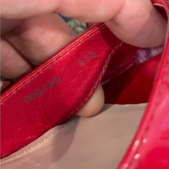 🌺🎉HP🌺🎉 NWOT Authentic Prada Wedge Mule Red Patent Leather Sandals - Picture 5 of 10